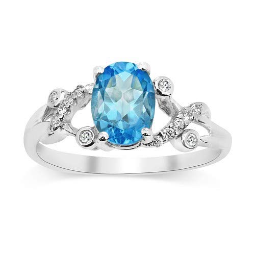 SILVEGO Damen Ring aus 925 Sterling Silber mit echtem blauem Topas von SILVEGO