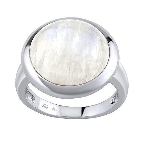 SILVEGO Damen Ring aus 925 Sterling Silber mit natürlichem Mondstein 15 mm von SILVEGO