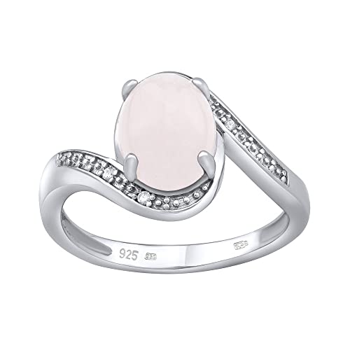 SILVEGO Damen Ring aus 925 Sterling Silber mit natürlichem Rosenquarz von SILVEGO