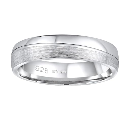 SILVEGO Damen und Herren Ehering Silber 925 ohne Stein GLAMIS von SILVEGO