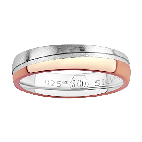 SILVEGO Damen und Herren Ehering aus 925 Sterling Silber Vergoldet mit Rosegold von SILVEGO