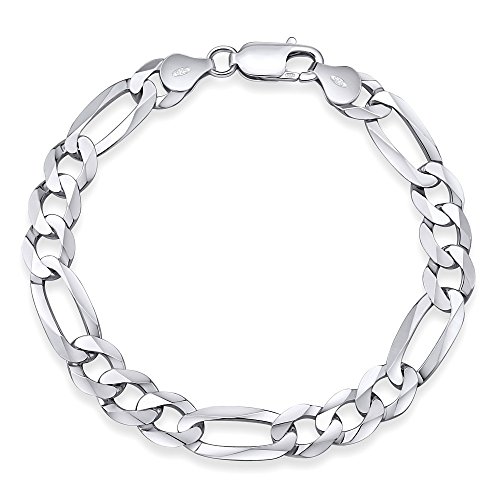 SILVEGO Herren Armband aus 925 Sterling Silber Figaro Breite 8 mm von SILVEGO