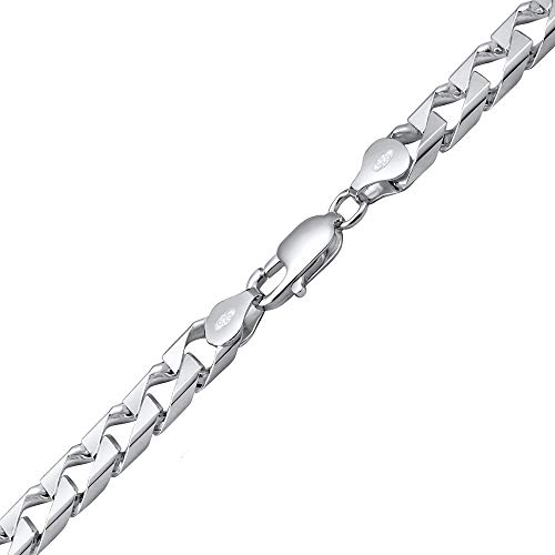 SILVEGO Herren Halskette aus 925 Sterling Silber Panzerkette SQUARE CURB Breite 6 mm von SILVEGO