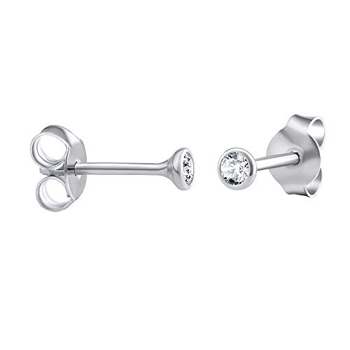 SILVEGO Mädchen Ohrringe aus 925 Sterling Silber Ohrstecker mit Swarovski Zirconia 2,5 mm von SILVEGO