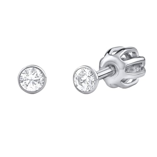 SILVEGO Mädchen Ohrringe aus 925 Sterling Silber Ohrstecker mit Swarovski Zirconia 2,5 mm von SILVEGO