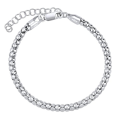 SILVEGO TTT3000CRB Damen-Armband 925 Silber Typ Popcorn Breite 4 mm (22), Ohne Edelstein von SILVEGO