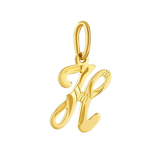 SILVEGO Unisex Anhänger Buchstabe H aus Gelbgold 14 Karat 585 von SILVEGO