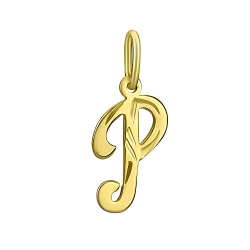 SILVEGO Unisex Anhänger Buchstabe P Gelbgold 14 Karat 585 von SILVEGO