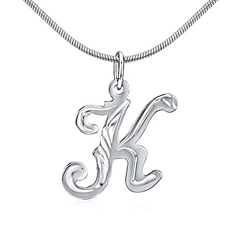 SILVEGO Unisex Anhänger aus 925 Sterling Silber 925 Buchstabe K Schreibschrift von SILVEGO