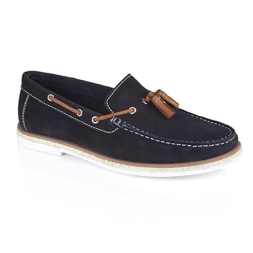 Silver Street London Herren Milford Wildleder Slip on Casual Loafer Quaste Sommer Loafer, navy, 44 EU von Silver Street London