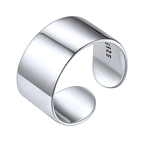 SILVERCUTE 8mm breit glatter Zehen Ring verstellbar Silber 925 Offener Zehenring minimalistischer Sommer Strandparty Schmuck Accessoire für Mädchen Frauen von SILVERCUTE