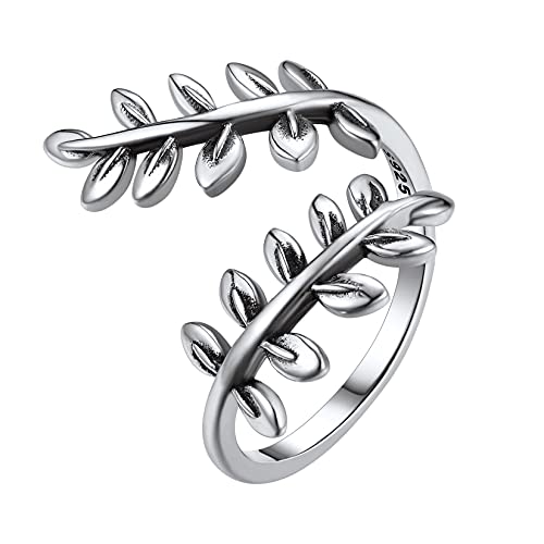 SILVERCUTE 925 Sterling Silber Offener Zehenring Blätter Design verstellbarer Fingerring Sommer Strandparty Poolparty Fußschmuck Accessoire für Damen Mädchen von SILVERCUTE