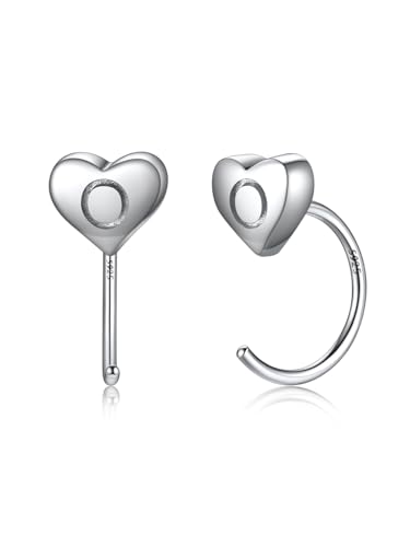 SILVERCUTE Damen Halbkreis Huggie Creolen für Mädchen Hoop Cuff Ohrstecker mit Buchstaben O S925 Silber Ohrringe Offen Kreis Half Circle Ohrring Kreolen Mini Half Hoops Tiny Letter Earring für Dating von SILVERCUTE