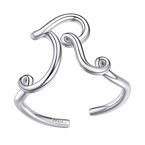 SILVERCUTE Damen Offener Ring Buchstaben R 925er Silber Anfangsbuchstabe Statement Ring Platiniert Initiale Ring verstellbar Minimalist Schmuck für Weihnachten Jahrestag Geburtstag von SILVERCUTE