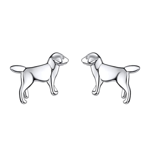 SILVERCUTE Damen Ohrringe 925 Silber Ohrstecker Hündchen Labrador Retriever Haustier Ohr Piercing Schmuck Accessoire Stud Earrings Accessoire für Geburtstag Valentinstag von SILVERCUTE