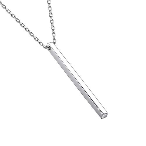 SILVERCUTE Damen 925 Sterlingsilber Elegantes 0,9mm Stäbchen Anhänger Halskette 46+5cm Rolokette Collier für Frauen Mädchen Geburtstag Jahrestag Schmuck Accessoire von SILVERCUTE