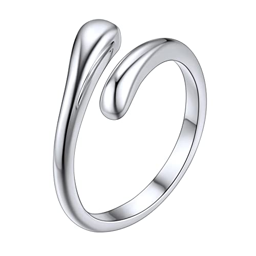 SILVERCUTE Damen verstellbar Zehen Ring 925 Sterling Silber Wassertropfen Design Offener Zehenring Minimalist Schmuck Accessoire für Cocktailparty Strandparty von SILVERCUTE