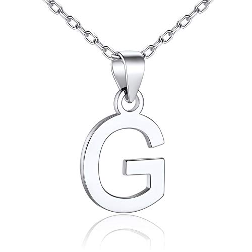 SILVERCUTE Initiale Anhänger Halskette Buchstabe G Silber 925 Anfangsbuchstaben Schlüsselbein Kette Minimalist Stil Schmuck Weihnachten Geburtstag für Mädchen Frauen von SILVERCUTE