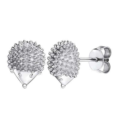 SILVERCUTE Ohrstecker 925 Sterling Silber Igel Ohrringe Weißgold überzogen süßer Ohr Piercing Schmuck für Mädchen Frauen Geburtstag Weihnachten Stud Earrings Accessoire von SILVERCUTE