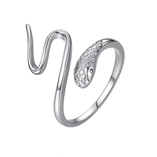 SILVERCUTE Damen Schlange Ring Offene Ringe Fingerring 925 Sterling Silber Tierschmuck Stressabbau Angst Ring Accessoire für Frauen Mädchen Oktoberfest von SILVERCUTE