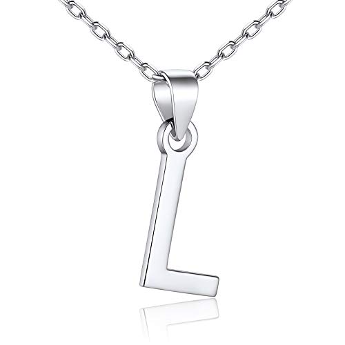 SILVERCUTE Schlüsselbeinkette für Mädchen Frauen Silber 925 Buchstabe L Anhänger + 45+5cm Rolokette Initiale Halskette Minimalist Schmuck Accessoire für Geburtstag von SILVERCUTE