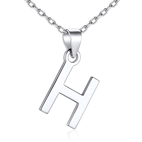 SILVERCUTE Silber 925 Kette mit Buchstabe Anhänger Damen Anfangsbuchstabe H Schlüsselbeinkette Minimalist Stil Initiale Halskette Schmuck Accessoire für Valentinstag Weihnachten von SILVERCUTE