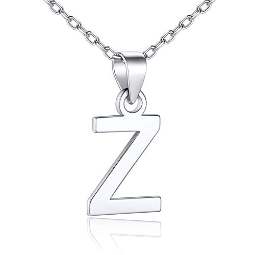 SILVERCUTE Silber 925 Kette mit Buchstabe Anhänger Damen Anfangsbuchstabe Z Schlüsselbeinkette Minimalist Stil Initiale Halskette Schmuck Accessoire für Valentinstag Weihnachten von SILVERCUTE