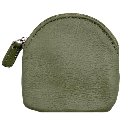 SILVERFEVER Damen Geldbörse aus Leder mit Taschen, handgefertigt, echtes Rindsleder, Grün Sq, 4*4.5" von SILVERFEVER