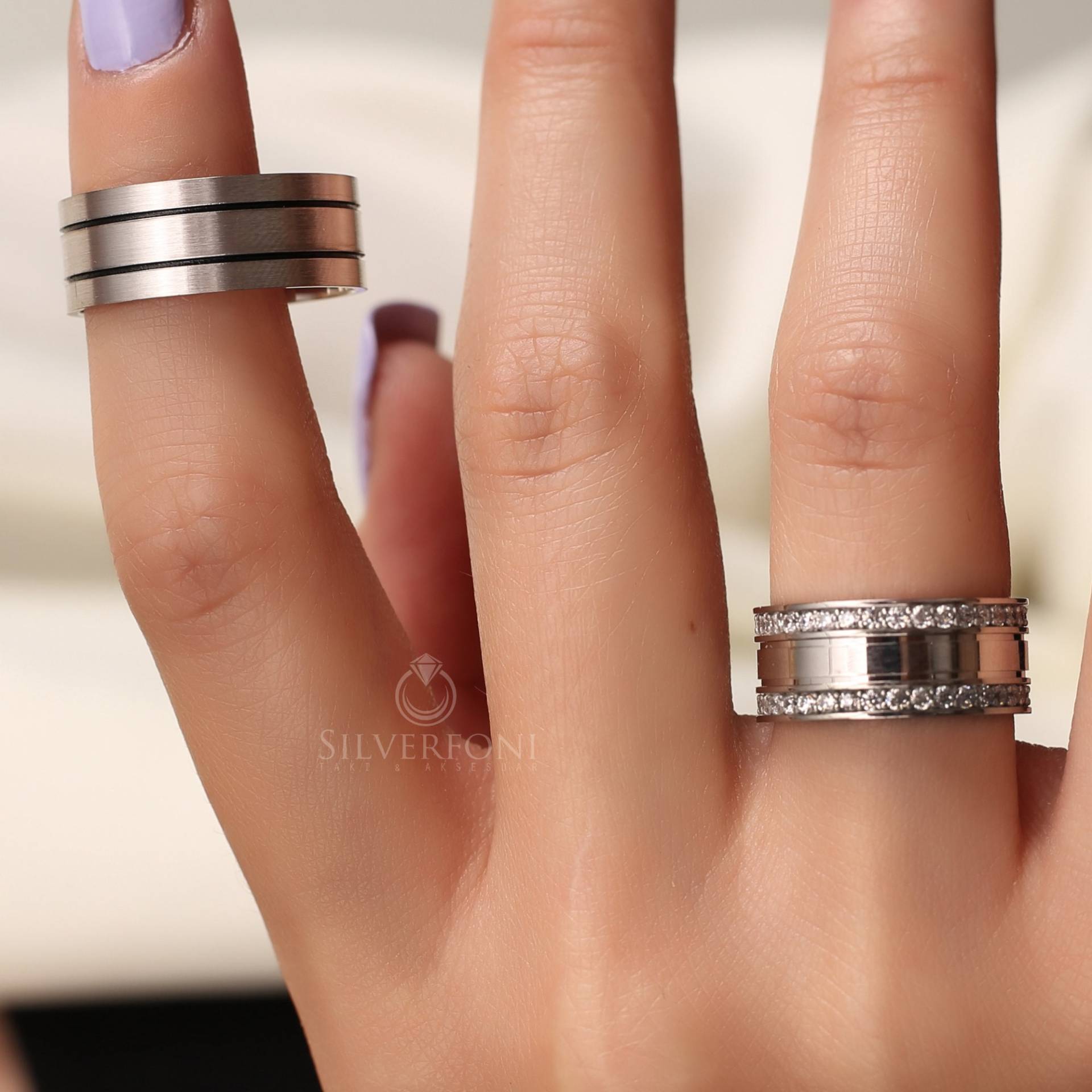 925 Sterling Silber Eheringe | Hochzeitsband Set Paar Versprechen Ring Passende Pärchenringe Verheiratete Paare Geschenk Für Sie von SILVERFONI