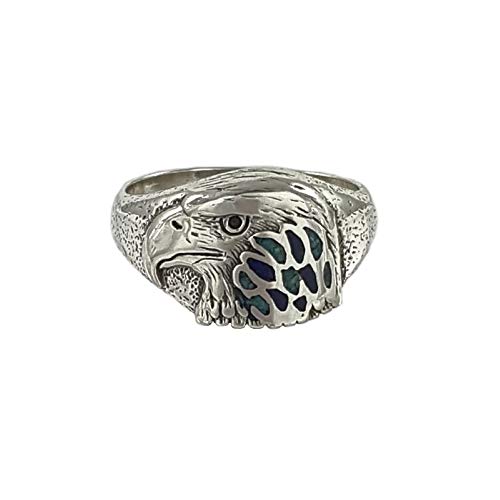 Indianerschmuck Ring Chip Inlay Türkis Lapis Adler Eagle Westernschmuck Navajo Style Indianerring Adlerring (57 (18.1)) von SILVERFOX