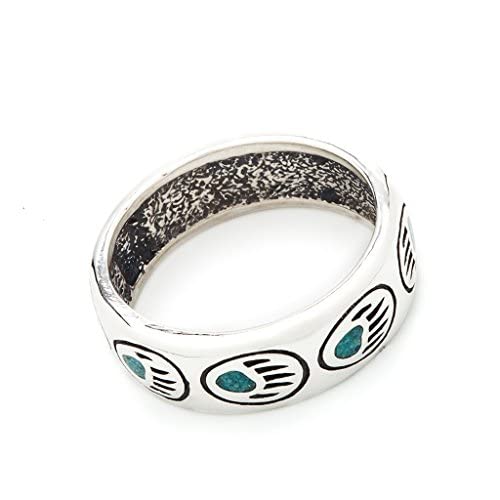 Indianerschmuck Ring Türkis Bärentatze Westernschmuck Indianerring Sterling Silber Navajo Schmuck CR912 (54 (17.2)) (18mm) von SILVERFOX