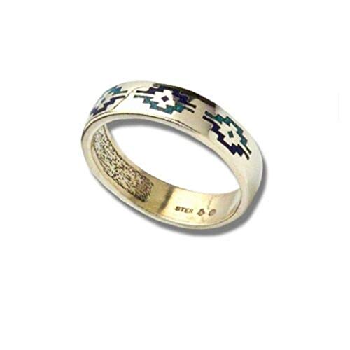 SILVERFOX Chip Inlay Ring Türkis Lapis Navajo Style Indianerschmuck Westernschmuck Weddingring (54 (17.2)) von SILVERFOX