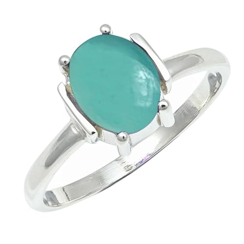 Aquamarin-Chalcedon Edelstein 925 Sterling Silber Stilvoller Handgefertigter Band Ring Geschenkartikel Herren und Damen Alle Größen Schmuck ERG1255CE27_(73 (23.2)) von SILVERNROCK