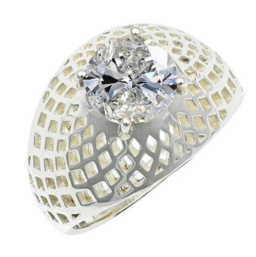 CZ Edelstein für Herren und Damen in allen Größen Sterling Silber Stilvoller Handgefertigter Band Ring Geschenkartikel Schmuck ERG1256AH10_(56 (17.8)) von SILVERNROCK