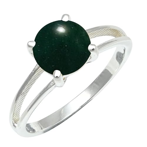 Grüne Jade Edelstein für Herren und Damen in allen Größen Sterling Silber Stilvoller Handgefertigter Band Ring Geschenkartikel Schmuck ERG1258CD24_(70 (22.3)) von SILVERNROCK