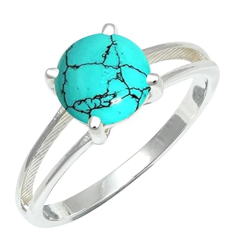 Im Labor hergestellter Türkis Edelstein für Herren und Damen in Sterling Silber Stilvoller Handgefertigter Band Ring Schmuck ERG1258BU20_(66 (21.0)) von SILVERNROCK