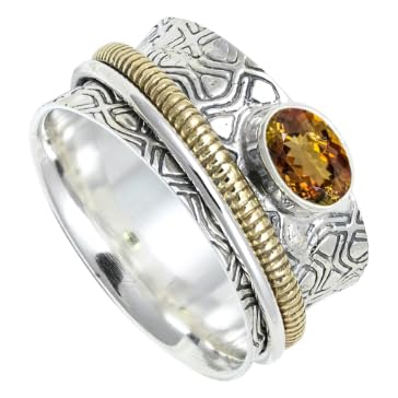 Laborgezüchteter Andalusit Edelstein 925 Sterling Silber Spinnerring Herren und Damen Meditationsring handgefertigter Schmuck ERG1211AZ14_(60 (19.1)) von SILVERNROCK