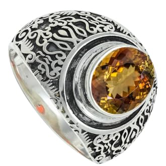 Laborgezüchteter Andalusit Edelstein 925 Sterling Silber Stilvoller Handgefertigter Band Ring Herren und Damen Schmuck SILVERTROVE ERG1220AZ1_(47 (15.0)) von SILVERNROCK