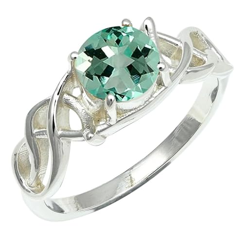 Laborgezüchteter Aquamarin Edelstein 925 Sterling Silber Stilvoller Handgefertigter Band Ring Herren und Damen Schmuck ERG1257AY4_(50 (15.9)) von SILVERNROCK