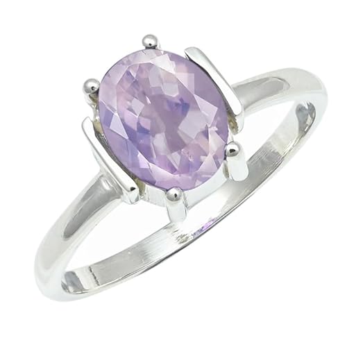 Laborgezüchteter Lavendelquarz Edelstein für Herren und Damen in Sterling Silber Stilvoller Handgefertigter Band Ring Schmuck ERG1255AX26_(72 (22.9)) von SILVERNROCK
