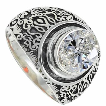 Laborgezüchteter Moissanit Edelstein Sterling Silber Stilvoller Handgefertigter Band Ring Geschenkartikel für Männer und Frauen in Schmuck ERG1220BD7_(53 (16.9)) von SILVERNROCK