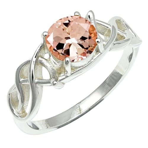 Laborgezüchteter Morganit Edelstein 925 Sterling Silber Stilvoller Handgefertigter Band Ring Geschenkartikel Herren und Damen Schmuck ERG1257BC11_(57 (18.1)) von SILVERNROCK