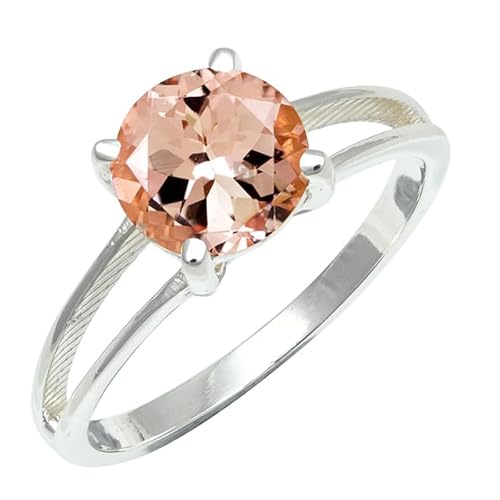 Laborgezüchteter Morganit Edelstein 925 Sterling Silber Stilvoller Handgefertigter Band Ring Geschenkartikel Herren und Damen Schmuck ERG1258BC2_(48 (15.3)) von SILVERNROCK