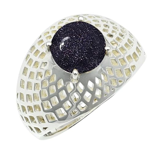 Laborgezüchteter Sonnenstein Edelstein für Herren und Damen in Sterling Silber Stilvoller Handgefertigter Band Ring Geschenkartikel Schmuck ERG1256CA5_(51 (16.2)) von SILVERNROCK