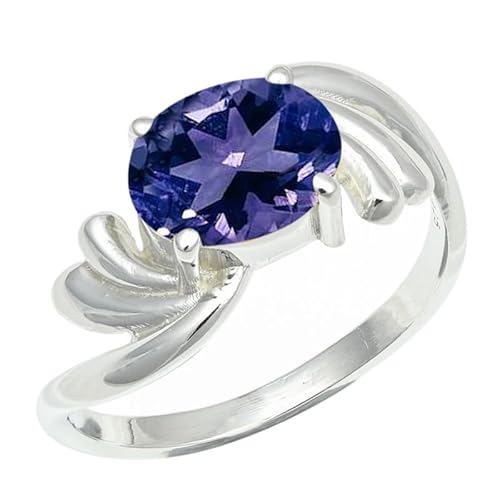 Laborgezüchteter Tansanit Edelstein 925 Sterling Silber Stilvoller Handgefertigter Band Ring Herren und Damen Schmuck ERG1259AV10_(56 (17.8)) von SILVERNROCK