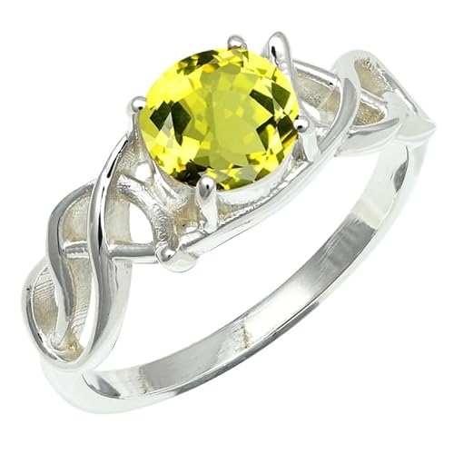 Laborgezüchteter Zitronenquarz Edelstein 925 Sterling Silber Stilvoller Handgefertigter Band Ring Herren und Damen Schmuck SILVERTROVE ERG1257BA15_(61 (19.4)) von SILVERNROCK