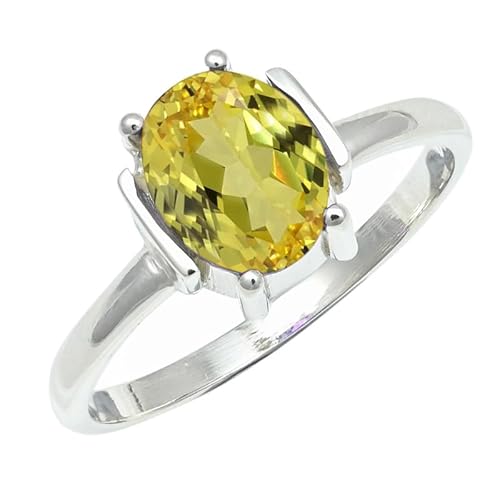 Laborgezüchteter gelber Saphir Edelstein 925 Sterling Silber Stilvoller Handgefertigter Band Ring Herren und Damen Alle Größen Schmuck ERG1255AP1_(47 (15.0)) von SILVERNROCK
