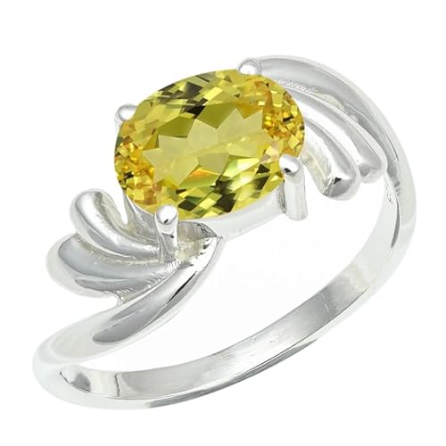 Laborgezüchteter gelber Saphir Edelstein 925 Sterling Silber Stilvoller Handgefertigter Band Ring Herren und Damen Alle Größen Schmuck ERG1259AP4_(50 (15.9)) von SILVERNROCK