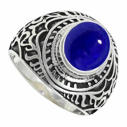 Lapislazuli Edelstein 925 Sterling Silber Stilvoller Handgefertigter Band Ring Geschenkartikel Herren und Damen Alle Größen Schmuck ERG1219BV29_(75 (23.9)) von SILVERNROCK