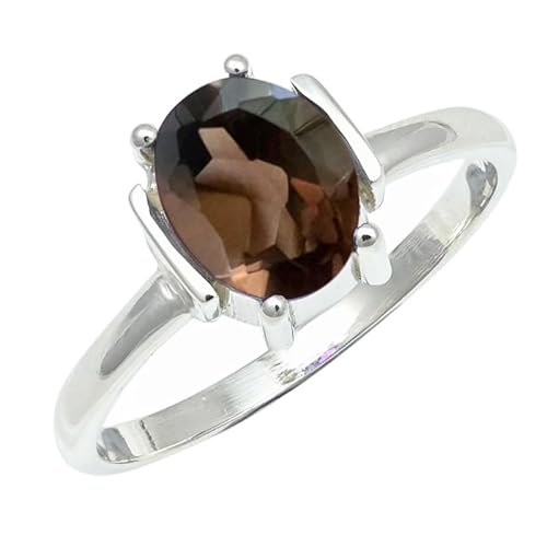 Rauchquarz Edelstein Sterling Silber Stilvoller Handgefertigter Band Ring Geschenkartikel für Männer und Frauen in allen Größen Schmuck ERG1255AD8_(54 (17.2)) von SILVERNROCK